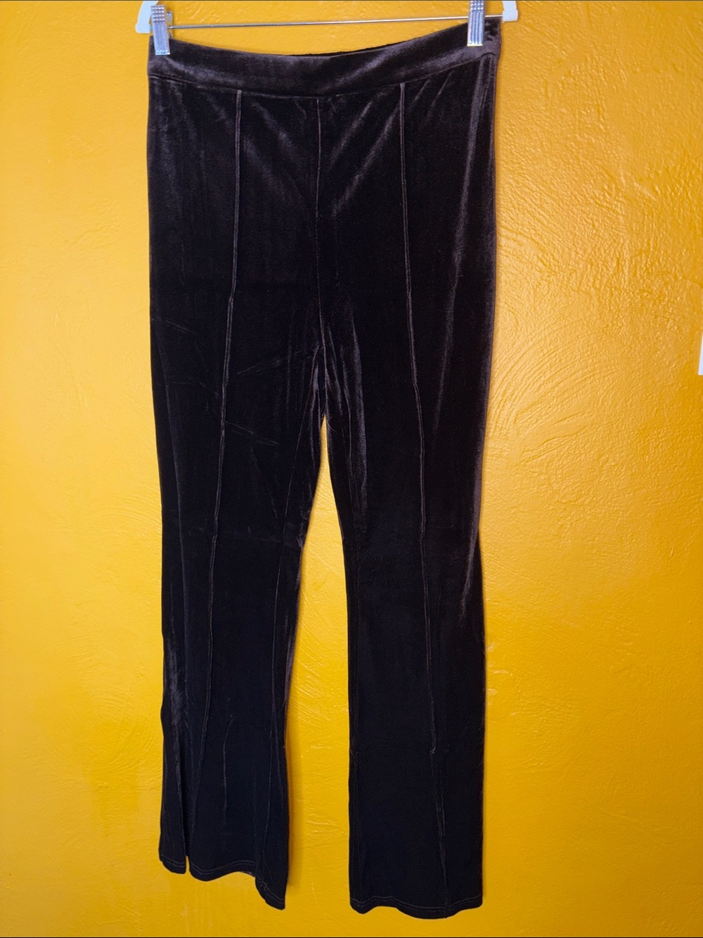 HALARA Black Brown Shimmery Velvet Pants NWT Flare Front Seam Large EUR SOLD OUT